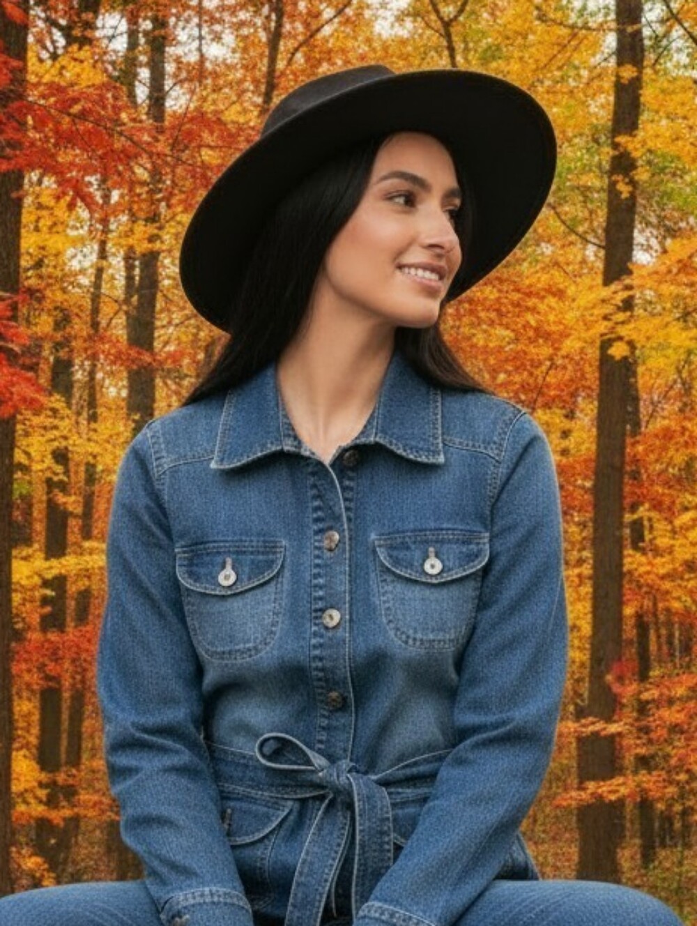 Duck Head Waist Tie Denim Jacket